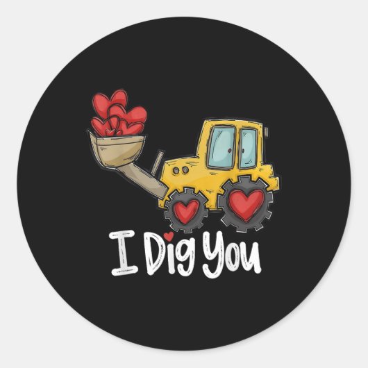 Ik graaf je tractorconstructie hartliefhebbende va ronde sticker (Voorkant)