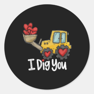 Ik graaf je tractorconstructie hartliefhebbende va ronde sticker