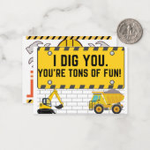 Ik Graaf Jou Bouw Valentijnkaart voor Kinderen Notitiekaartje (Voorkant / Achterkant in situ)