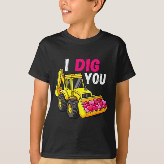Ik Graaf Jou Graafmachine Bouw Valentijnshart D T-shirt (Voorkant)