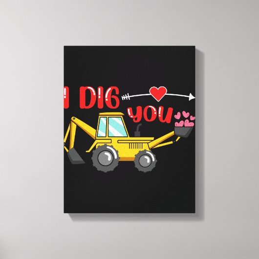 Ik Graaf Jou Graafmachine Valentijn Canvas Afdruk (Voorkant)