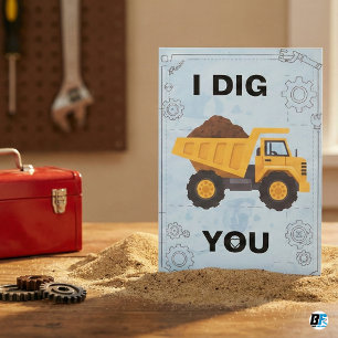 "Ik Graaf Jou" Kiptruck Bouw Liefde Pun Groet Notitiekaartje