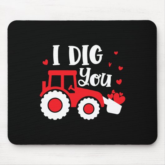 Ik Graaf Jou Tractor Bouw Hart Liefdevolle Valent Muismat (Voorkant)