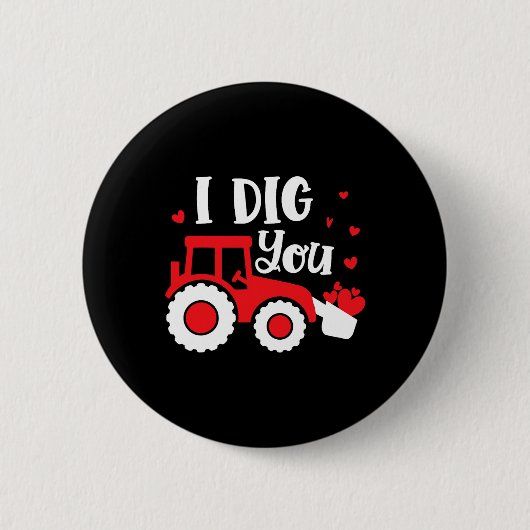 Ik Graaf Jou Tractor Bouw Hart Liefdevolle Valent Ronde Button 5,7 Cm (Voorkant)