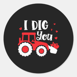 Ik Graaf Jou Tractor Bouw Hart Liefdevolle Valent Ronde Sticker