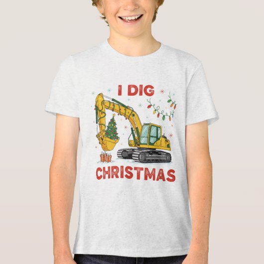 Ik Graaf Kerst Cute Graafmachine Kerstboom Lichtje Tri-Blend Shirt (Voorkant)