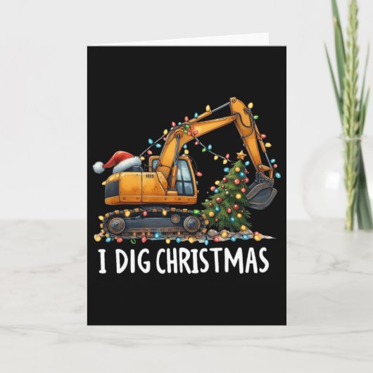 Ik graaf Kerst graafmachine bouwwerktuig Diggi Kaart (Voorkant)