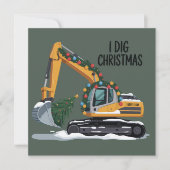 Ik graaf Kerst graafmachine Kerstman Jongen Grappi Feestdagenkaart (Voorkant)