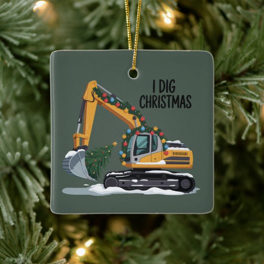 Ik graaf Kerst graafmachine Kerstman Jongen Grappi Keramisch Ornament (Boom)