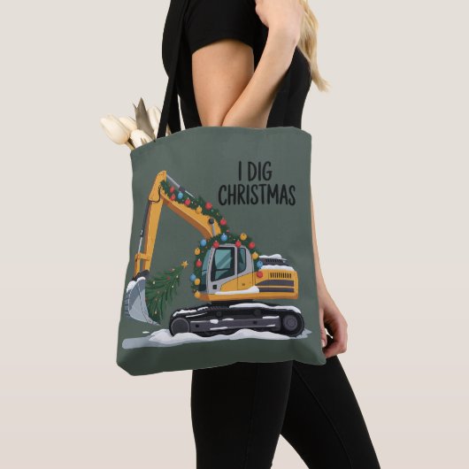 Ik graaf Kerst graafmachine Kerstman Jongen Grappi Tote Bag (Dichtbij)