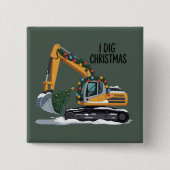 Ik graaf Kerst graafmachine Sinterklaas jongen gra Vierkante Button 5,1 Cm (Voorkant)