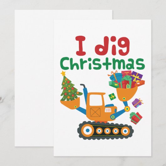 Ik Graaf Kerstmis Xmas Feestelijke Graafmachine Feestdagenkaart (Voorkant / Achterkant)