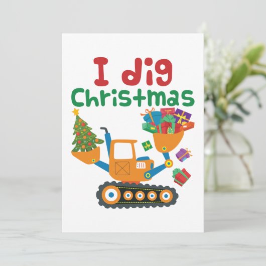 Ik graaf met Kerstmis Xmas-vakantiegraafmachine Feestdagenkaart (Staand voorkant)