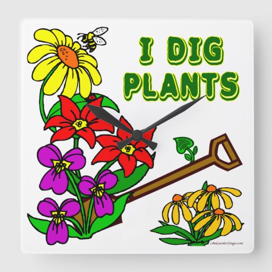 Ik graaf Planten Floral Gardener Gezegde wandklok (Voorkant)