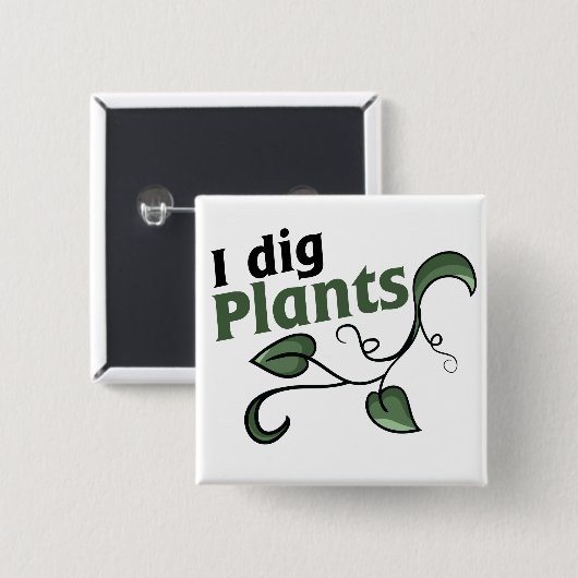 Ik graaf planten vierkante button 5,1 cm (Voorkant /achterkant)