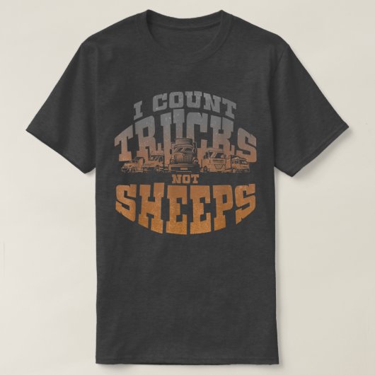 Ik graaf vrachtwagens, niet schapen, vrachtwagens, t-shirt (Design voorkant)