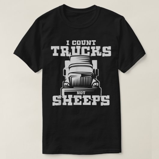 Ik graaf vrachtwagens, niet schapen, vrachtwagens, t-shirt (Design voorkant)