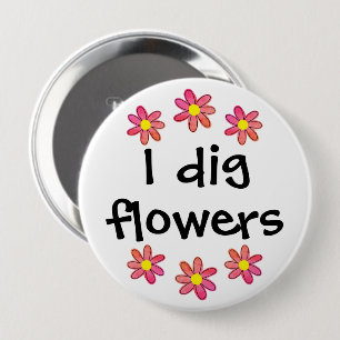 Ik graf bloemen ronde button 4,0 cm