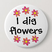 Ik graf bloemen ronde button 4,0 cm (Voorkant)