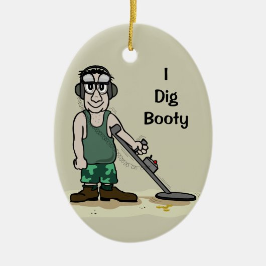 Ik graf buit metaal detecteren Guy Treasure Hunter Keramisch Ornament (Voorkant)