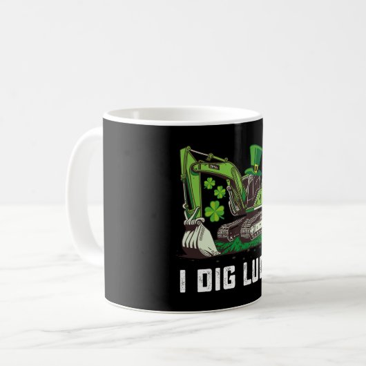 Ik graf geluk graafmachine St Patrick's Day Iers Koffiemok (Voorkant links)