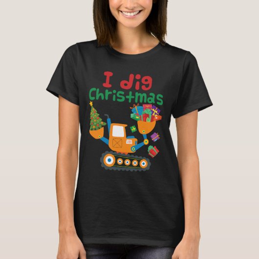 Ik graf kerst graafmachine constructie jongens peu t-shirt (Voorkant)
