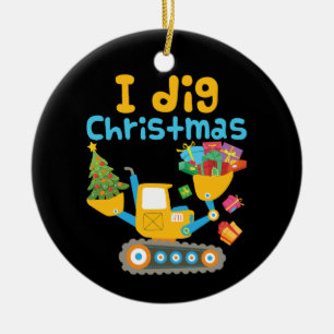 Ik graf Kerstmis graafmachine Xmas Keramisch Ornament