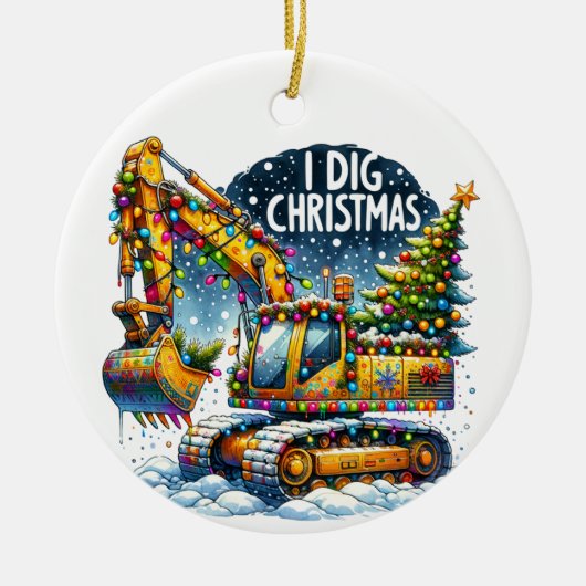 Ik graven kerst bouw keramisch ornament (Voorkant)