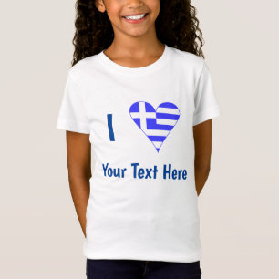 Ik (Griekse Vlag Hart) Jouw Tekst T-Shirt