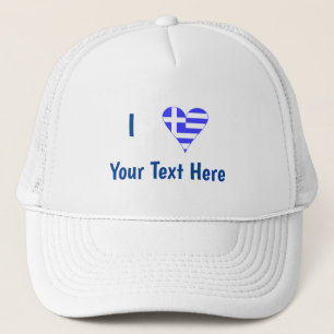 Ik (Griekse Vlag Hart) Jouw Tekst Trucker Pet