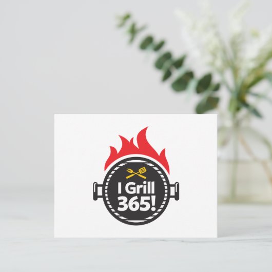 Ik Grill 365. Briefkaart (Staand voorkant)