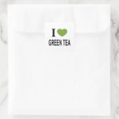 IK ❤️ GROENE THEE met groen hart IK HOU VAN GROENE Vierkante Sticker (Tas)
