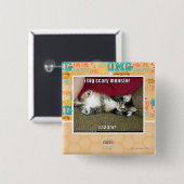 Ik groot enge monster vierkante button 5,1 cm (Voorkant /achterkant)