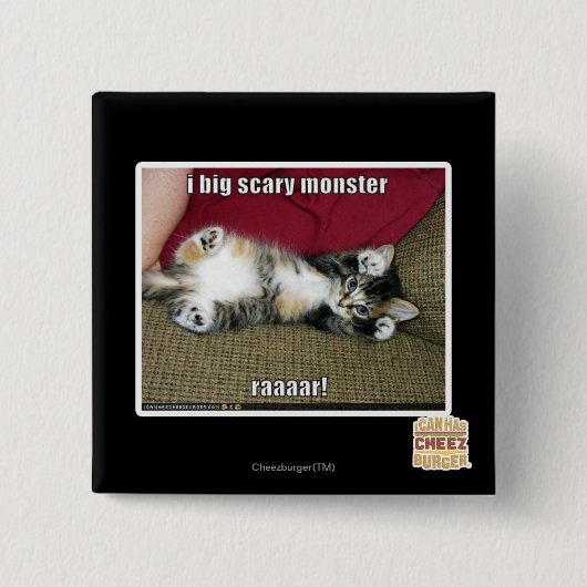 Ik groot enge monster vierkante button 5,1 cm (Voorkant)