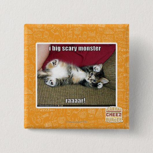 Ik groot enge monster vierkante button 5,1 cm (Voorkant)