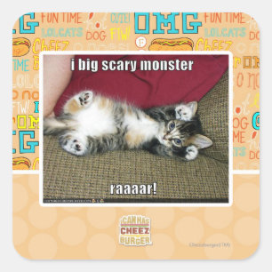 Ik groot enge monster vierkante sticker