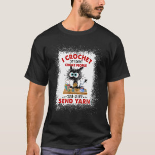 Ik haak zodat ik mensen niet stik zwarte kat t-shirt