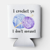 "Ik haak zodat ik niet ontrafel" grappig Blikjeskoeler (Achterkant)