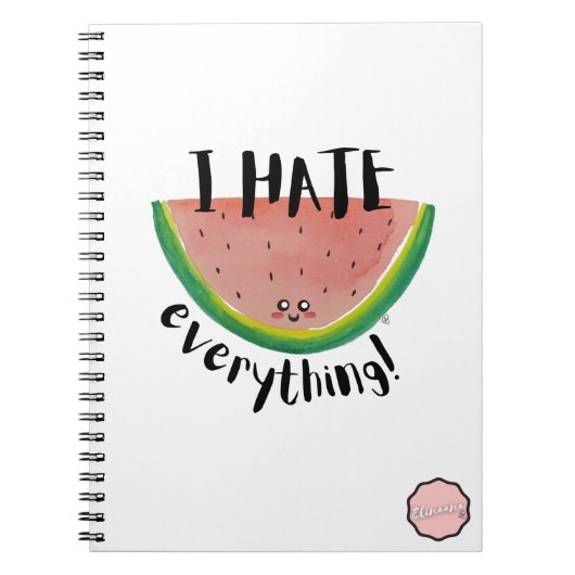 Ik haat alles, Kawaii Watermelon Notitieboek (Voorkant)