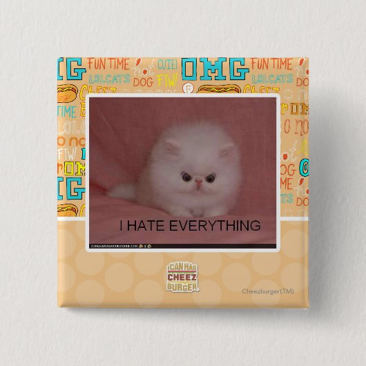 Ik haat alles vierkante button 5,1 cm (Voorkant)