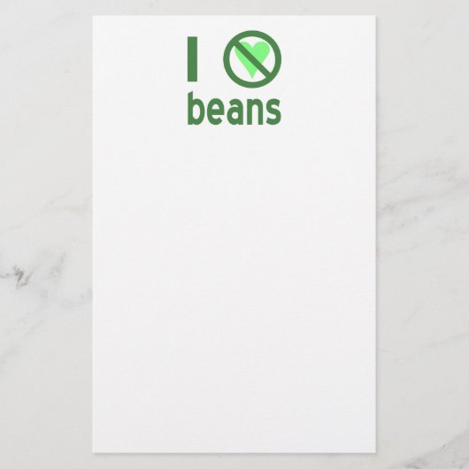 Ik haat bonen Groene tekst Briefpapier (Voorkant)