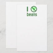 Ik haat bonen Groene tekst Briefpapier (Voorkant / Achterkant)