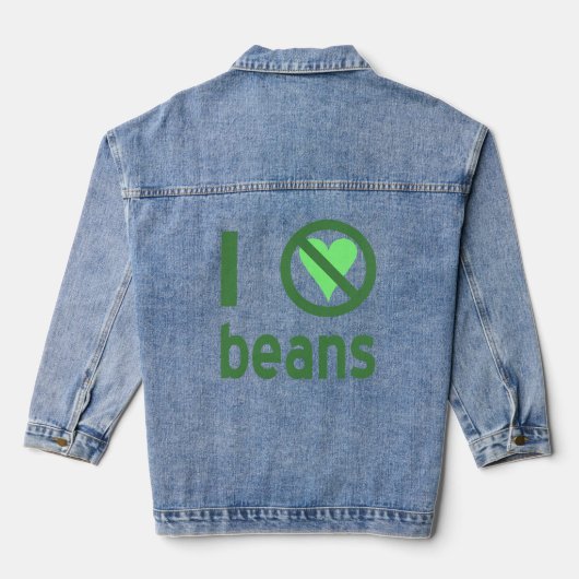 Ik haat bonen groene tekst denim jacket (Achterkant)