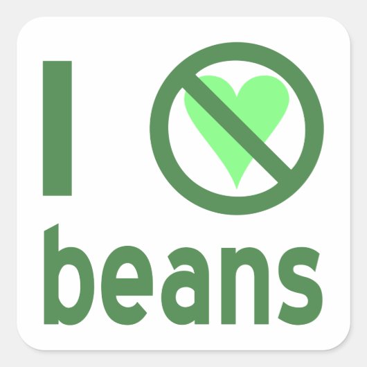 Ik haat bonen Groene tekst Vierkante Sticker (Voorkant)