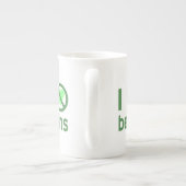 Ik haat bonen, ik heb geen hartbonen porselein kop (Achterkant)