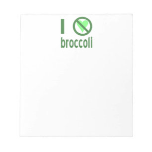 Ik haat broccoli groene tekst notitieblok