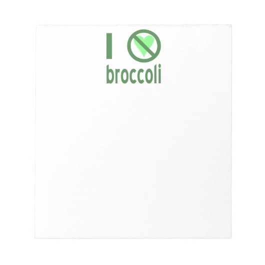 Ik haat broccoli groene tekst notitieblok (Voorkant)
