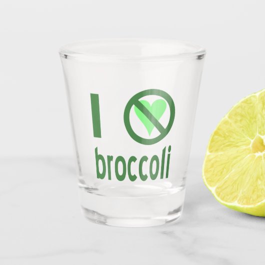 Ik haat broccoli groene tekst shot glas (Voorkant)