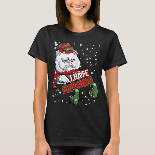 Ik haat de kat Kitten Angry Elf Cat Grumpy Kit T-shirt (Voorkant)
