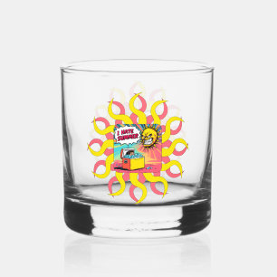 Ik haat de zomer! Leuke illustratie in comic-stijl Whisky Glas